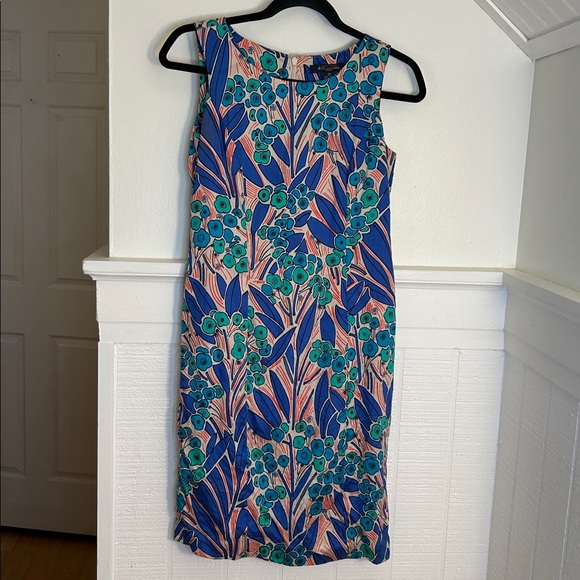 Brooks Brothers Retro Floral Dress size Womens 2 Petite 2P natural fibers - Picture 2 of 8